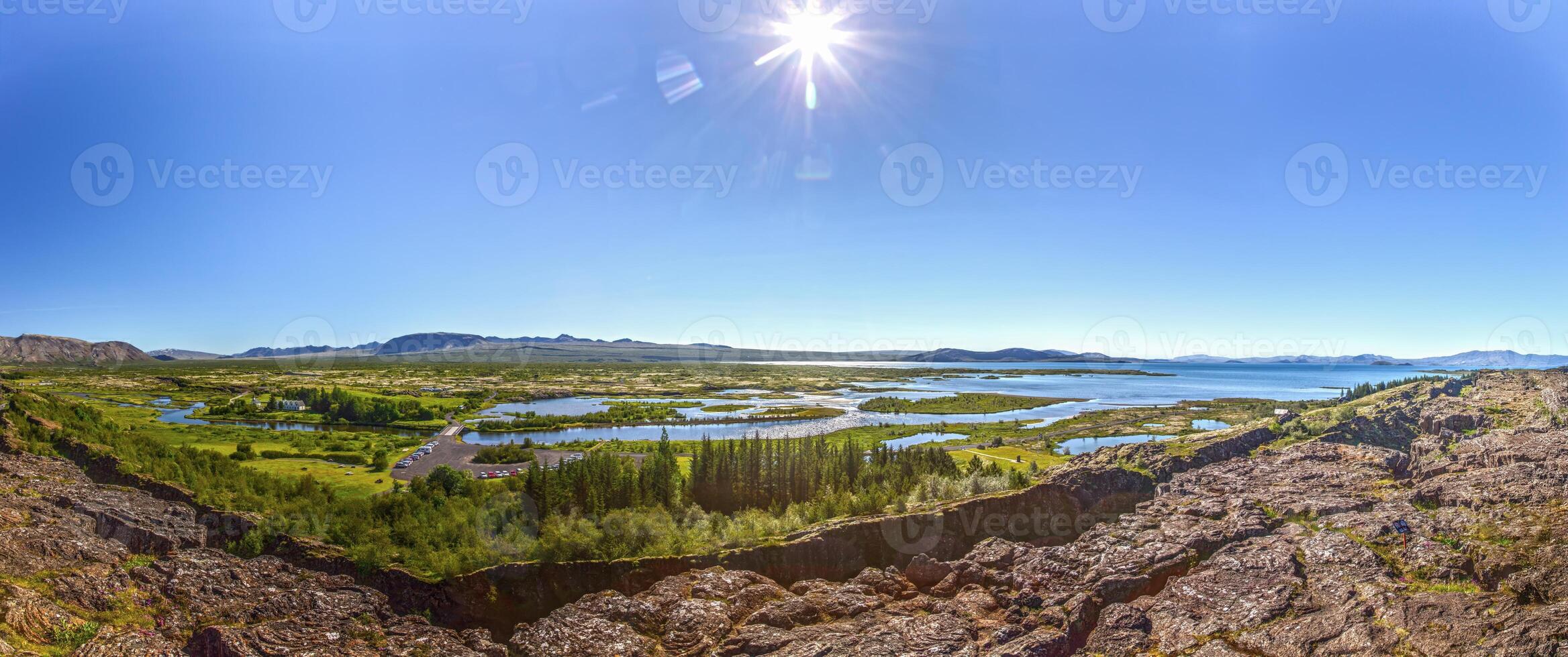 Thingvellir National Park panoramic lake view Iceland photo