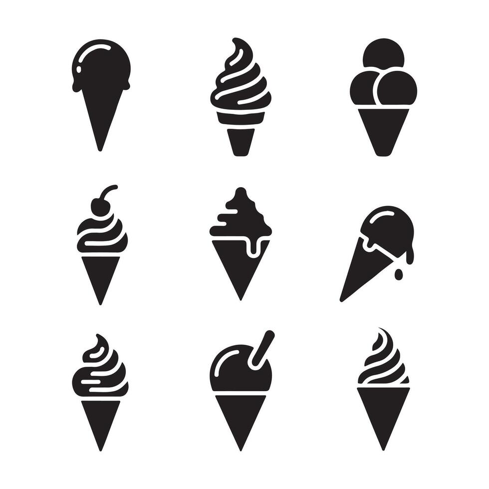 Colorless Ice Cream Treat Icons for Food Projects vector