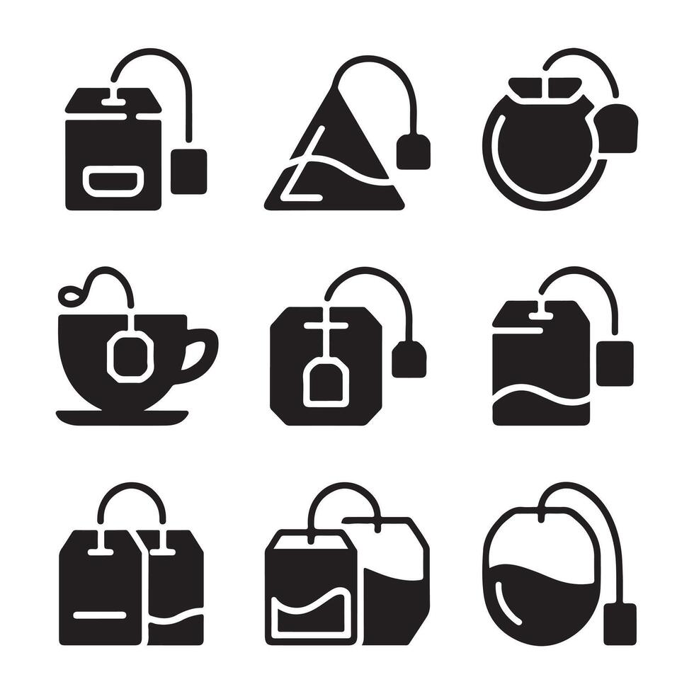 Tea Packet Icons in Clean Line Style for Cafe Projects vector
