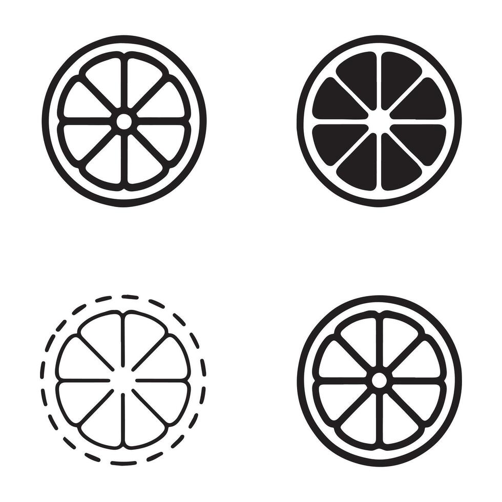 Minimal Black Outline Lemon Halves 4 Unique Line Drawings vector