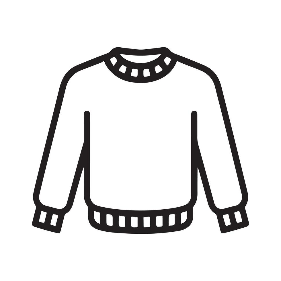 Minimalist Crew Neck Sweater Drawing in Clean Outline Style vector