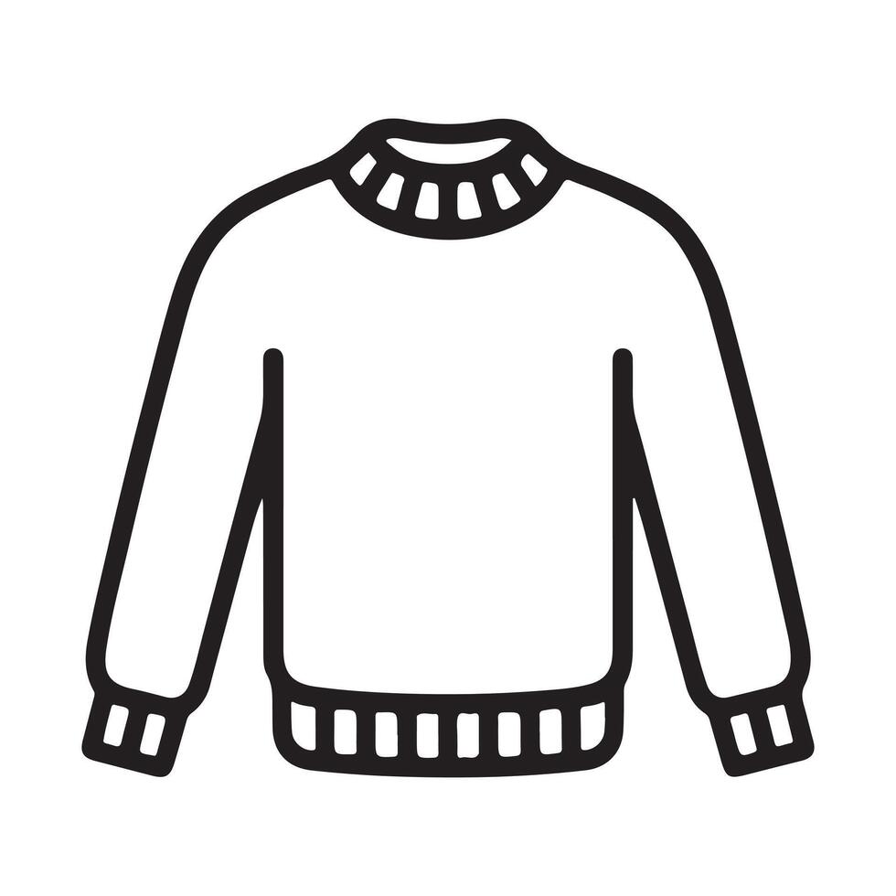 Black Outline Illustration of a Casual Crew Neck Pullover vector