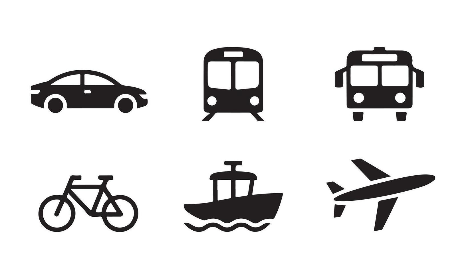 9 Silhouette Transportation Vehicle Icons in Flat Style vector