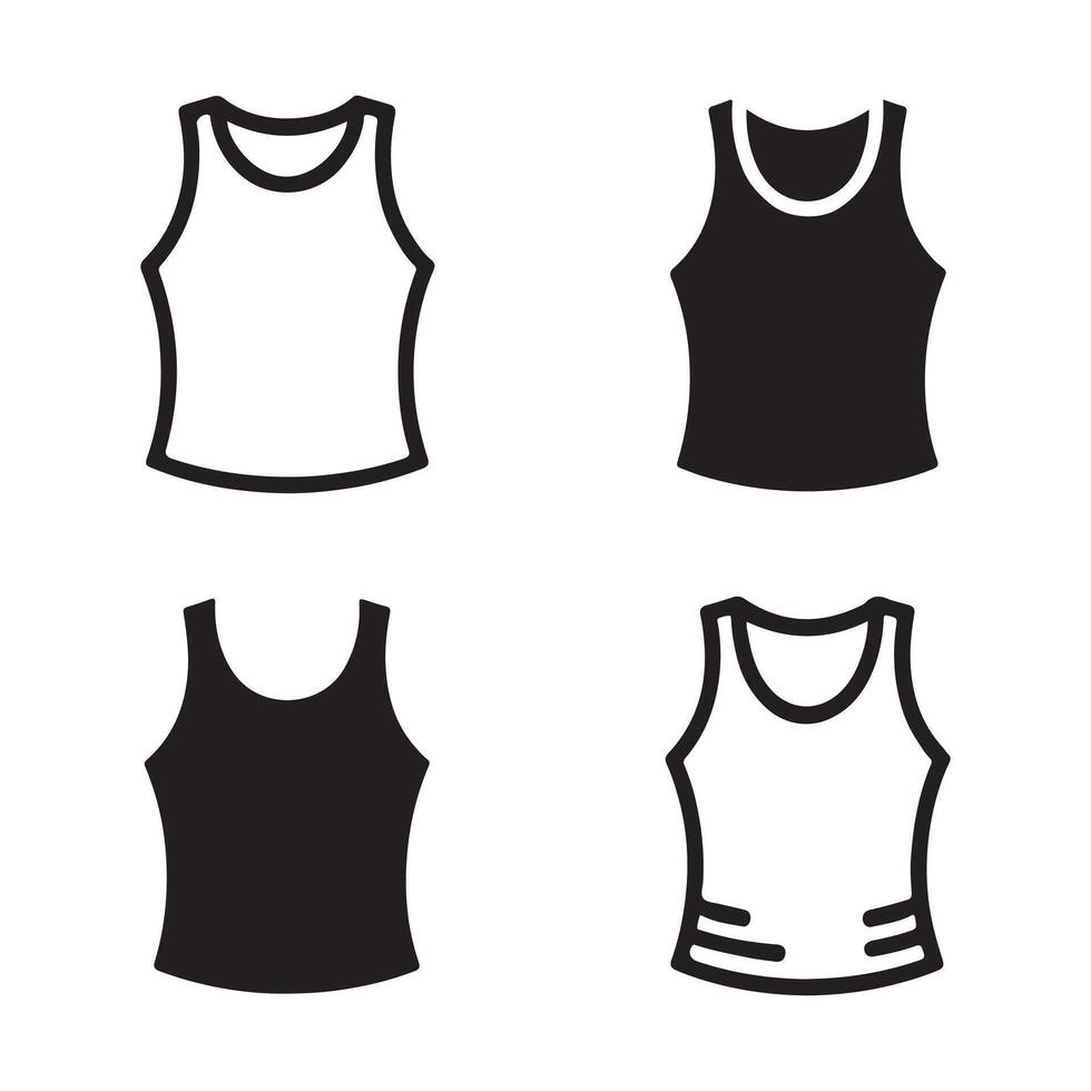 Four variations of a sleeveless top graphic design vector