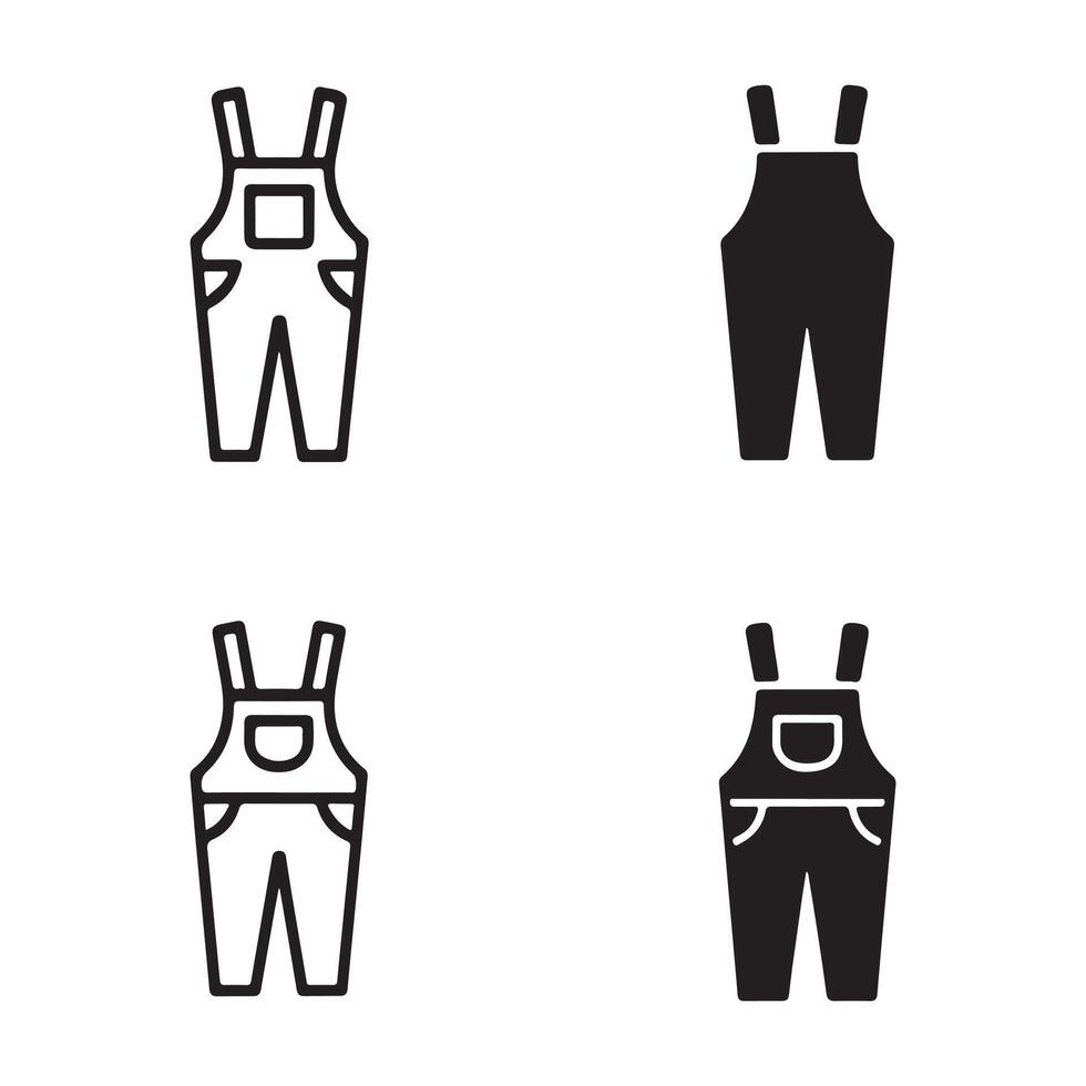 Set of Different Styles of Bib Overalls in Clean Line Art vector