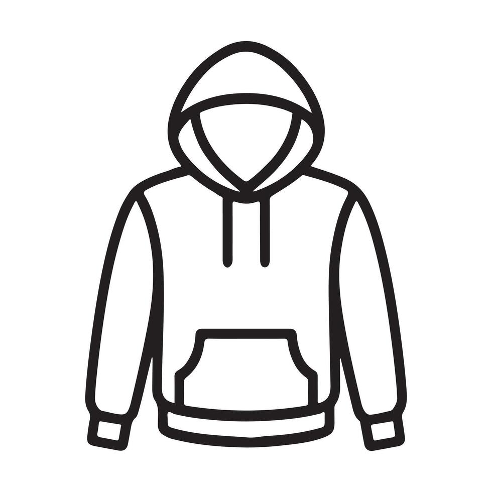 Clean Thin Line Illustration of a Basic Hooded Sweatshirt vector