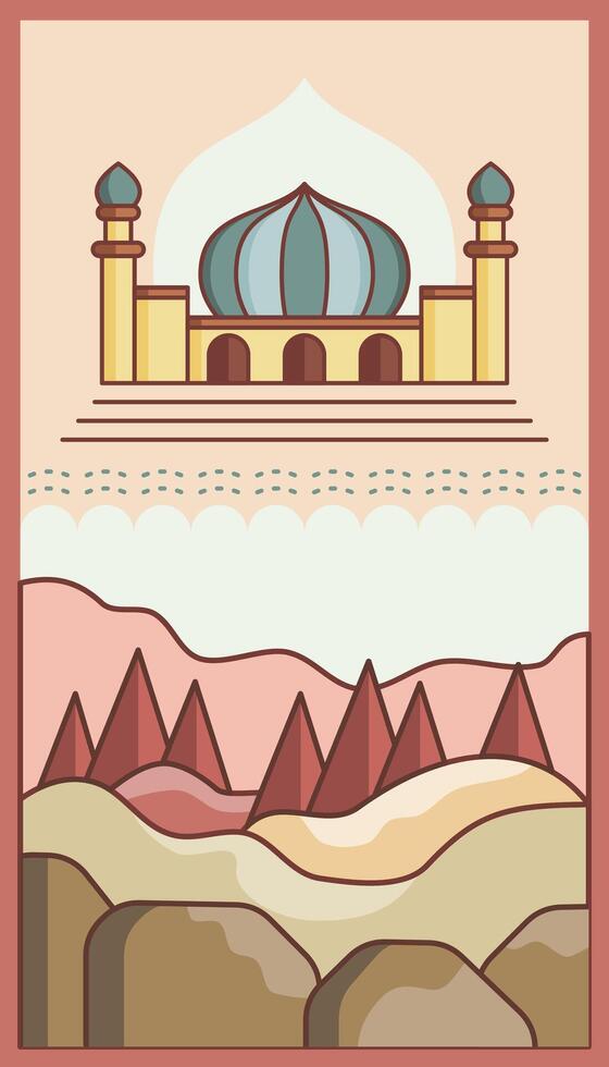 cartoon mosque kids prayer mat vector