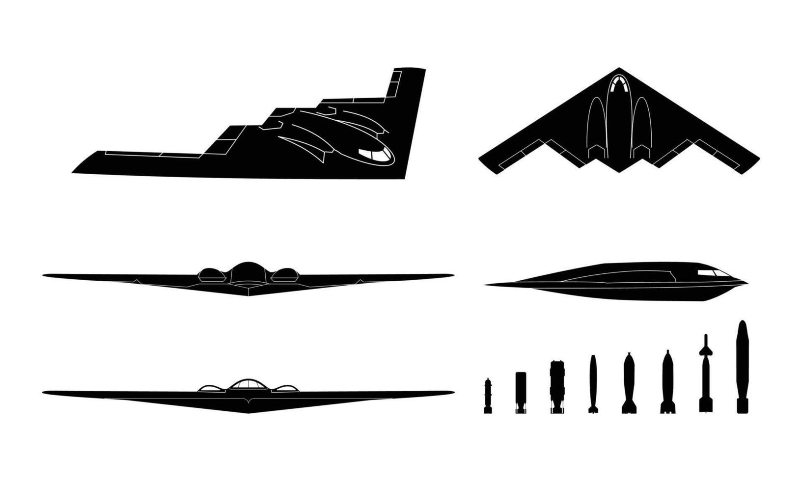 high technology bomber aircraft silhouette vector