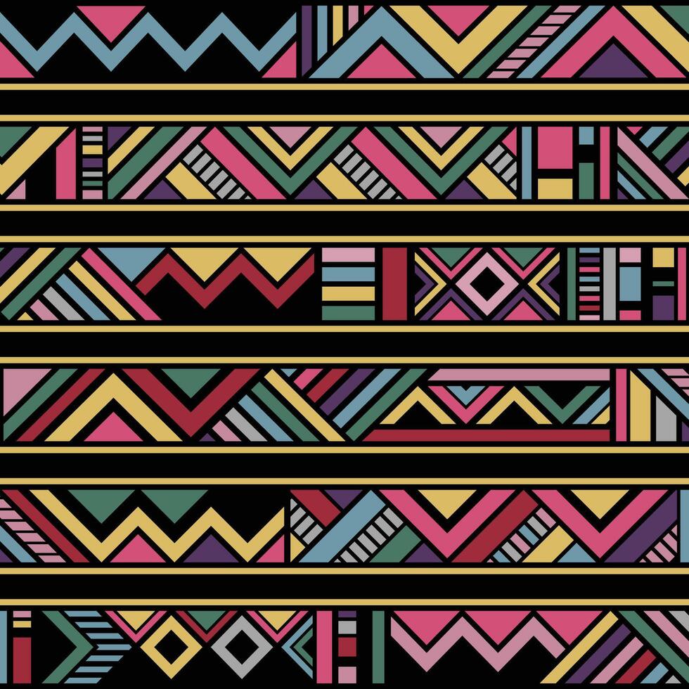 multi colored ethnic geometric border vector