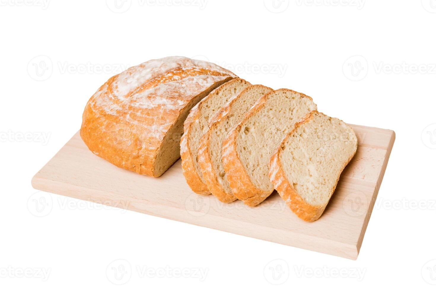 Assortment of freshly sliced baked bread with napkin isolated. Healthy unleavened bread. French bread slice photo