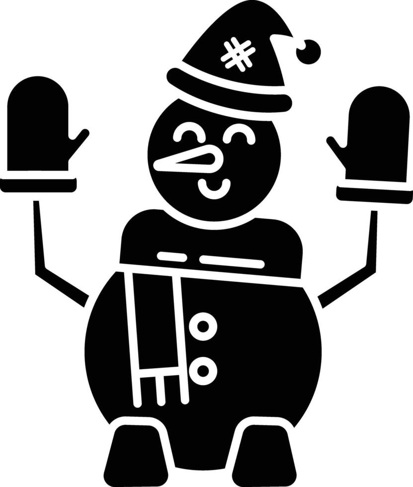 Cheerful Snowman Illustration Winter Holiday Design Festive Season Character Cartoon icon glyph style vector