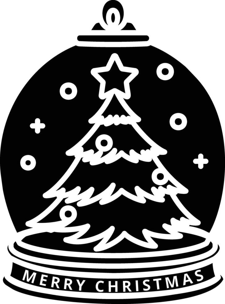 Merry Christmas Snow Globe Illustration Festive Holiday Tree Design icon solid style vector