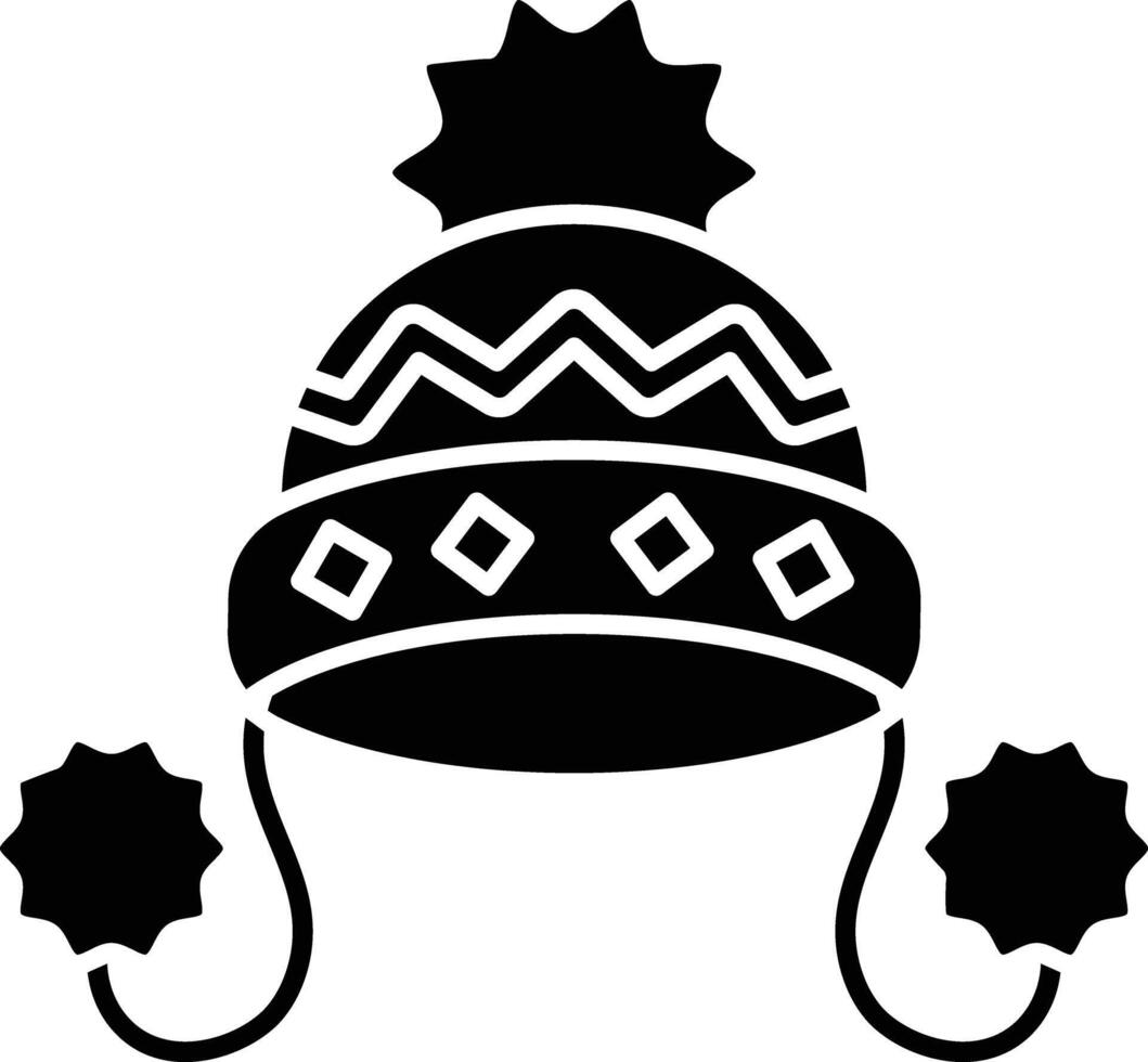 A Stylish Winter Hat Icon Design with Pompoms, Perfect for Cold Weather Fashion Illustration icon solid style vector