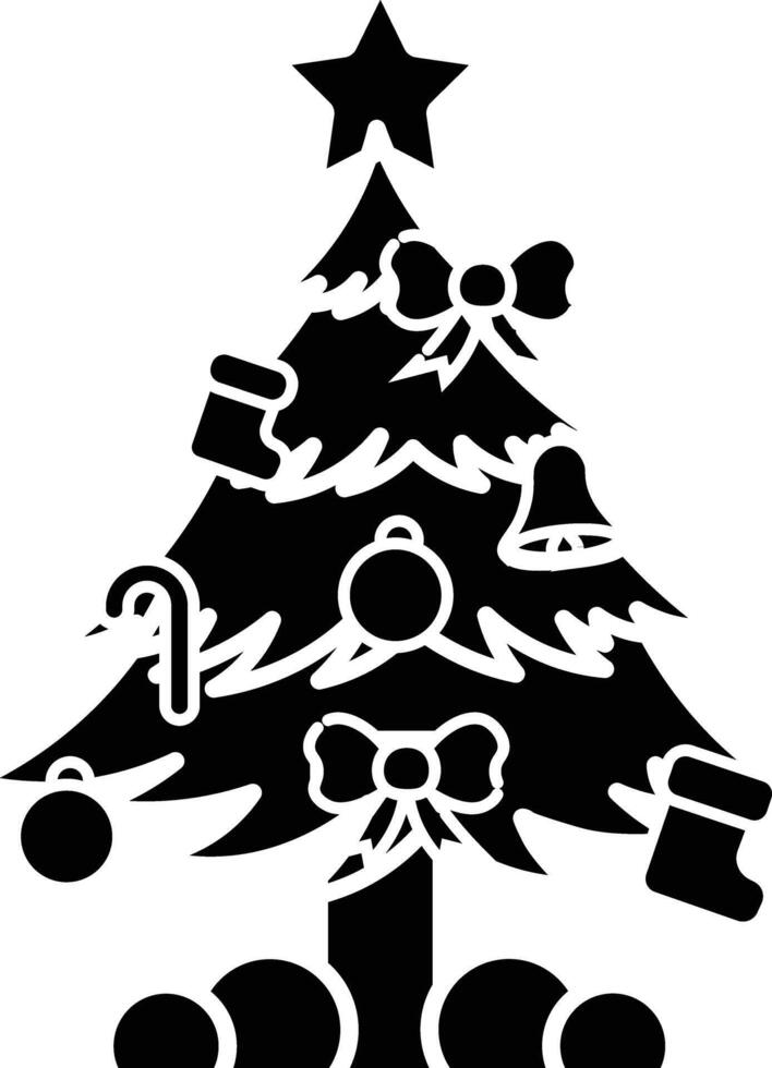 A Simple Christmas Tree Design Festive Holiday Decoration Illustration icon glyph style vector