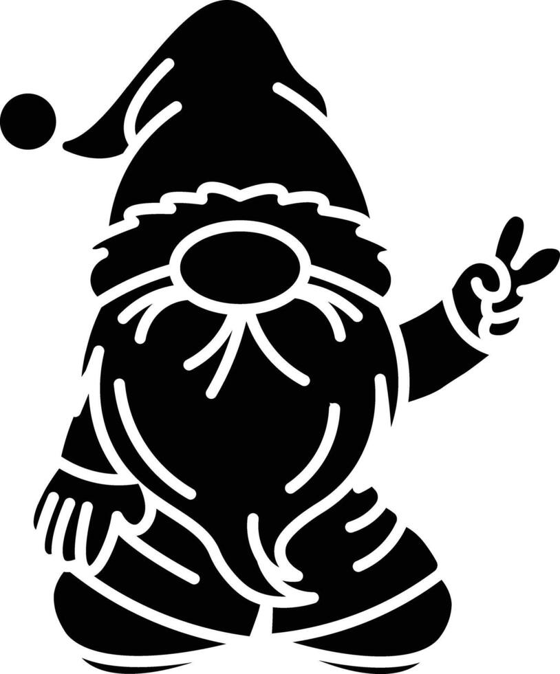 Adorable Peace-Signing Gnome Illustration. Festive Holiday Character Design icon solid style vector