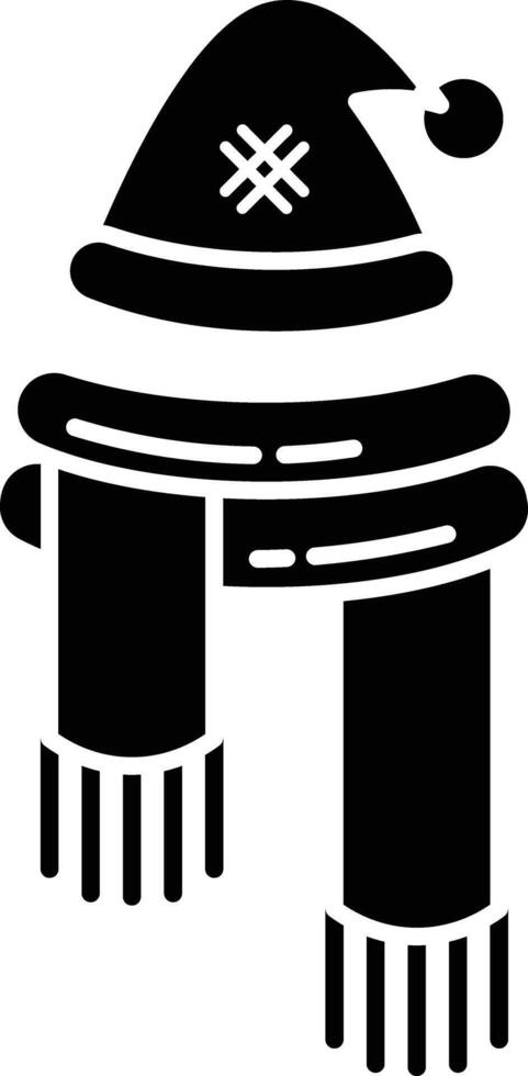 A Festive Winter Illustration Featuring a Santa Hat and a Warm Scarf icon glyph style vector
