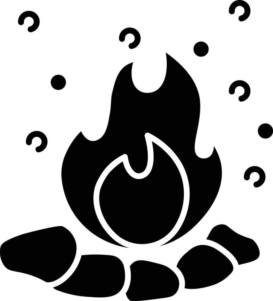 Campfire Illustration. A Simple Drawing of Cozy Flames and Stones icon glyph style vector