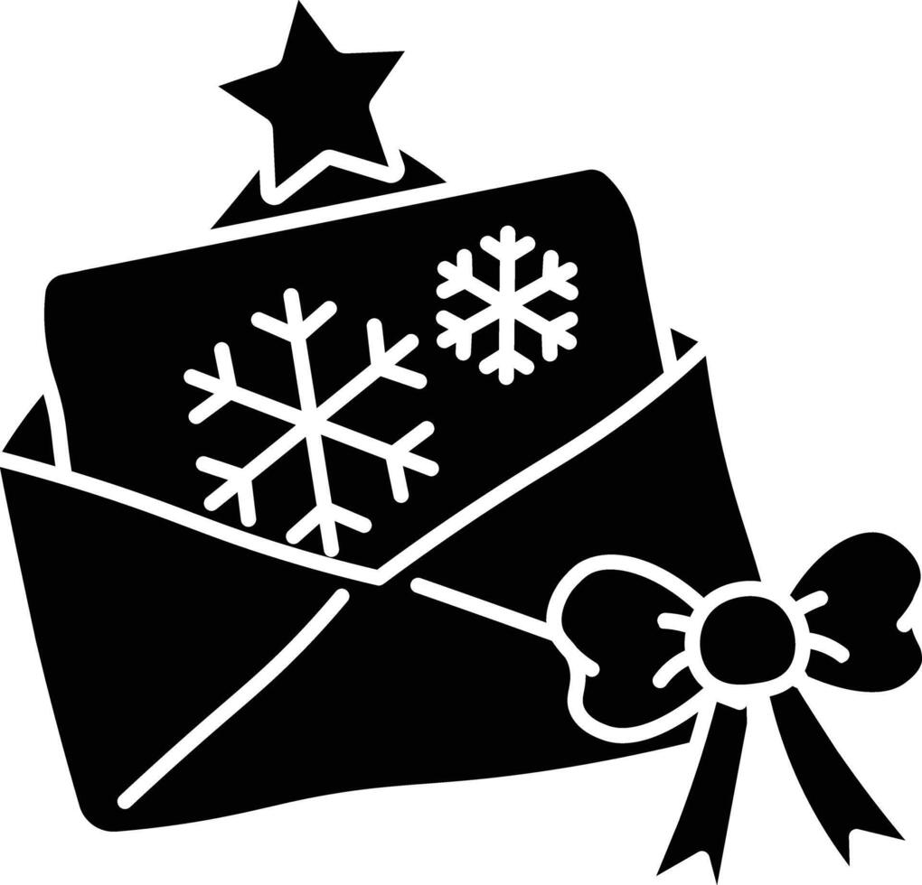 A Festive Holiday Greeting Card with Snowflakes and a Star, Tied with a Bow in a Cute Envelope Design icon solid style vector