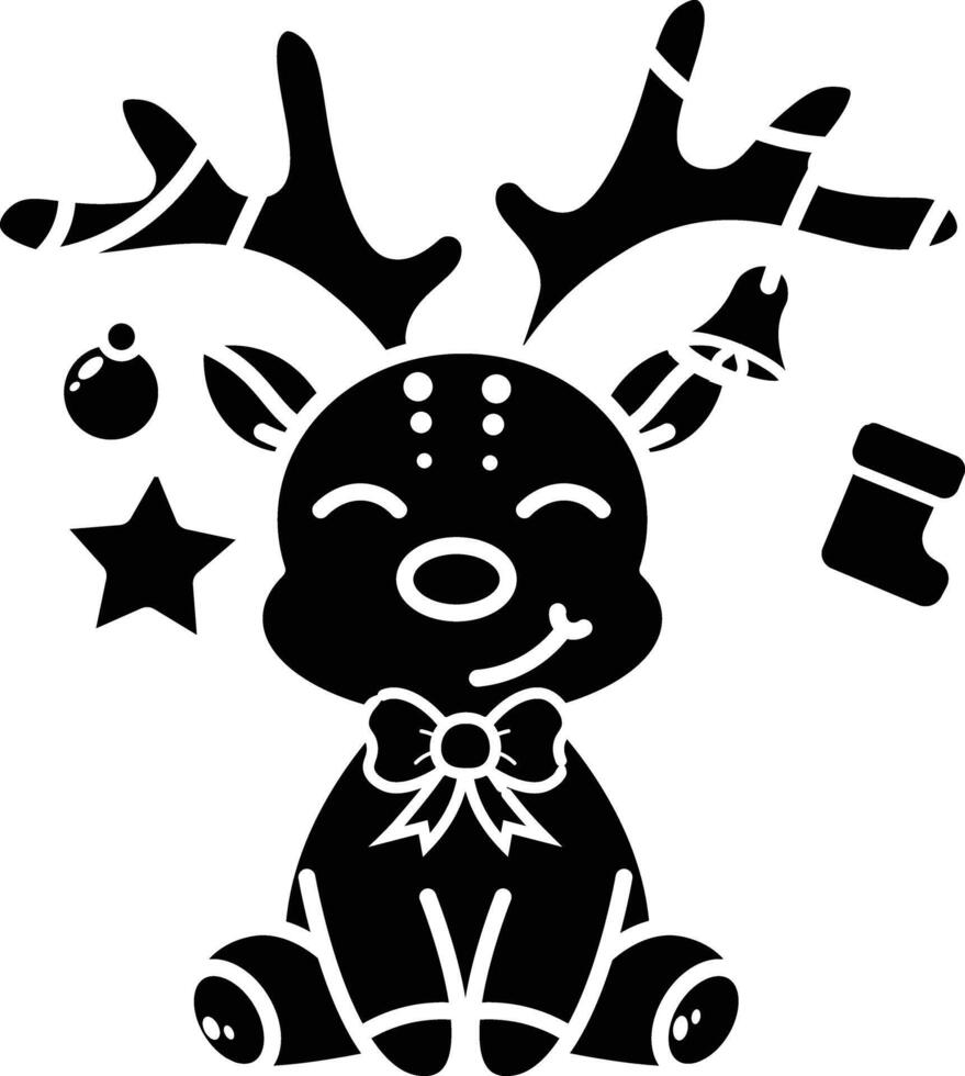Adorable Christmas Reindeer with Festive Decorations A Cute Holiday Illustration icon solid style vector