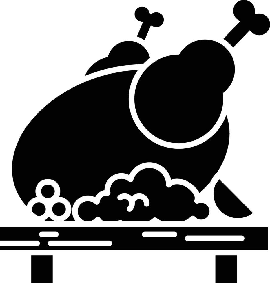 Roasted Chicken on Wooden Board. A Simple Line Art Illustration of a Delicious Meal vector