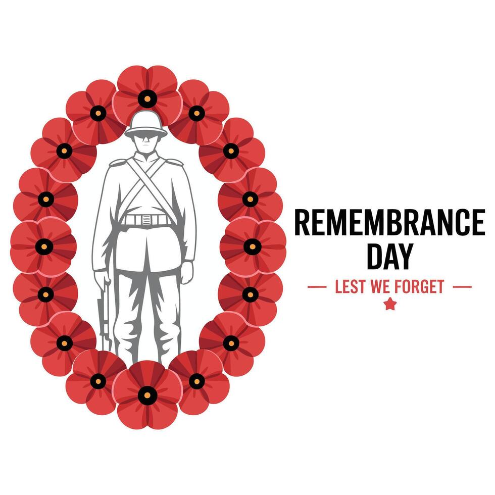 Remembrance Day Soldier and Poppy Art. vector