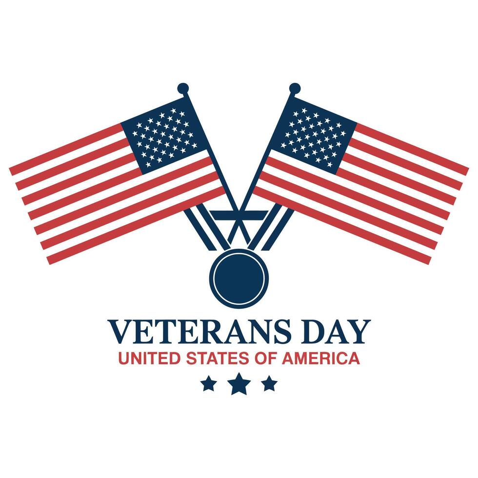 Flat Veterans Day Medal Design. vector