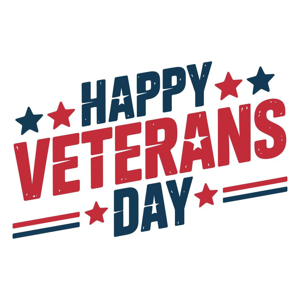 Happy veterans day text on a white background vector