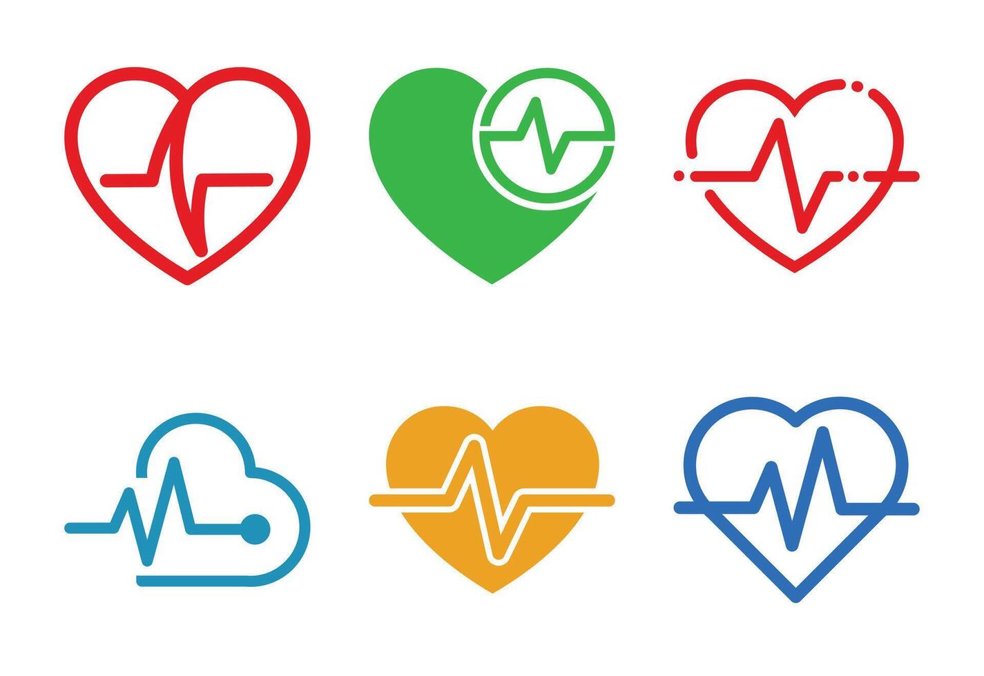 Diverse Heartbeat Icons A Collection of Medical and Wellness Symbols vector