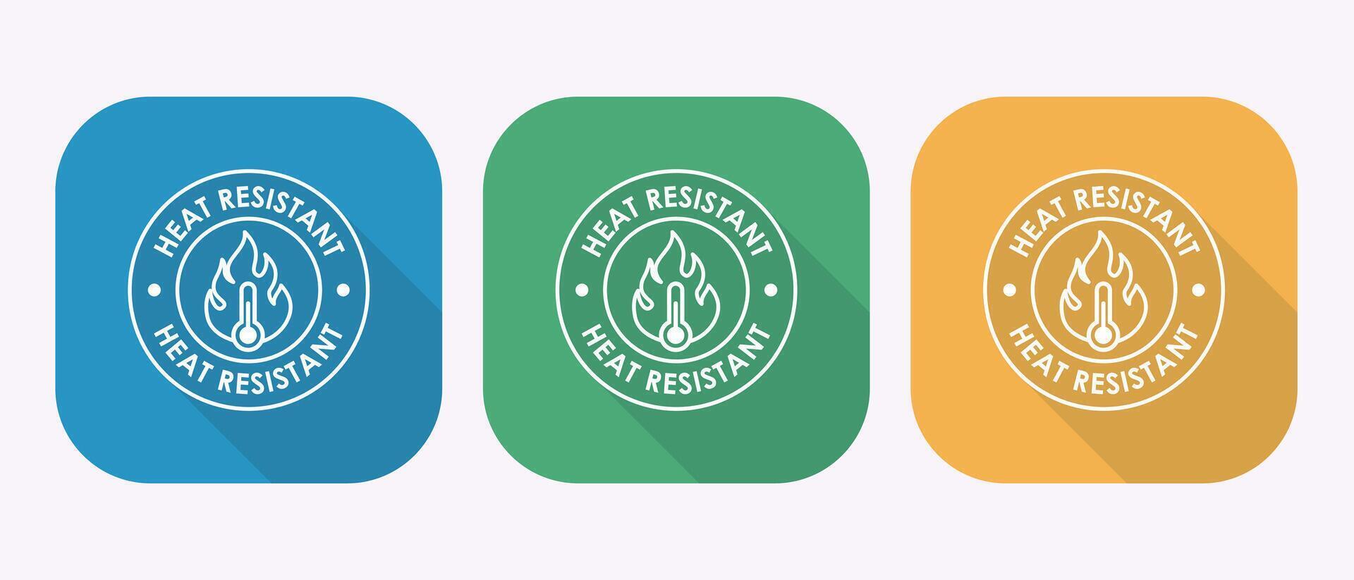 Heat Resistant Symbols in Blue Green and Yellow Circle Product Quality Assurance vector