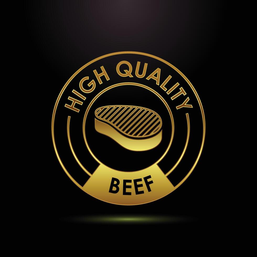 High Quality Beef Product Label with Golden Meat Cut Illustration for Premium Products vector