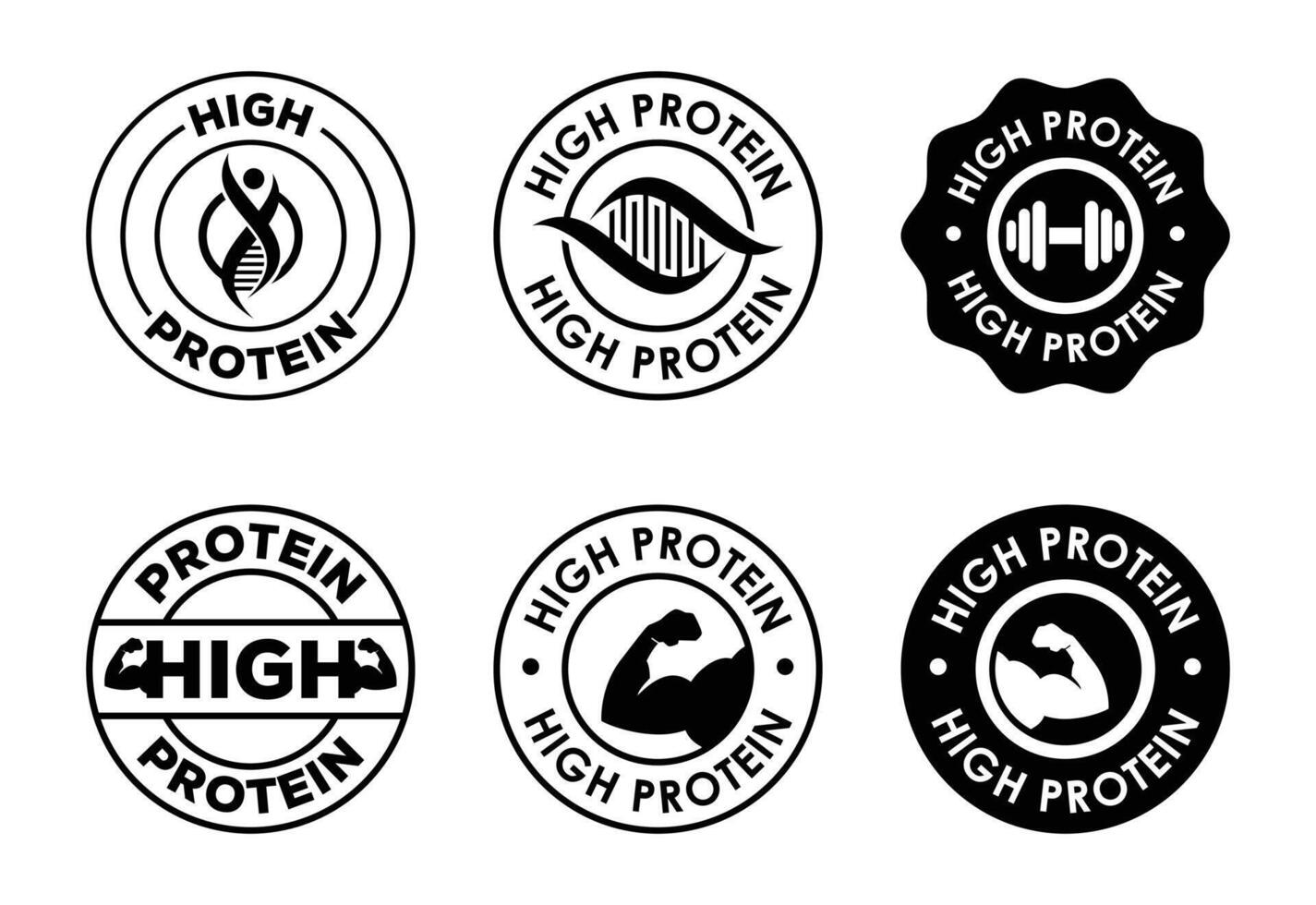 Collection of High Protein Label Designs for Packaging and Marketing Purposes vector