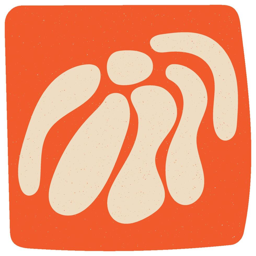 Hard Drawn Retro Orange Flower 70s Abstract Element vector