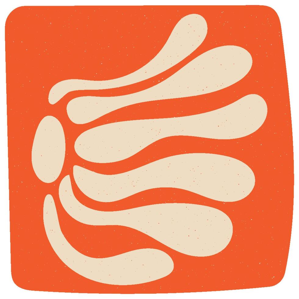 Hard Drawn Retro 70s Orange Flower Abstract Element vector