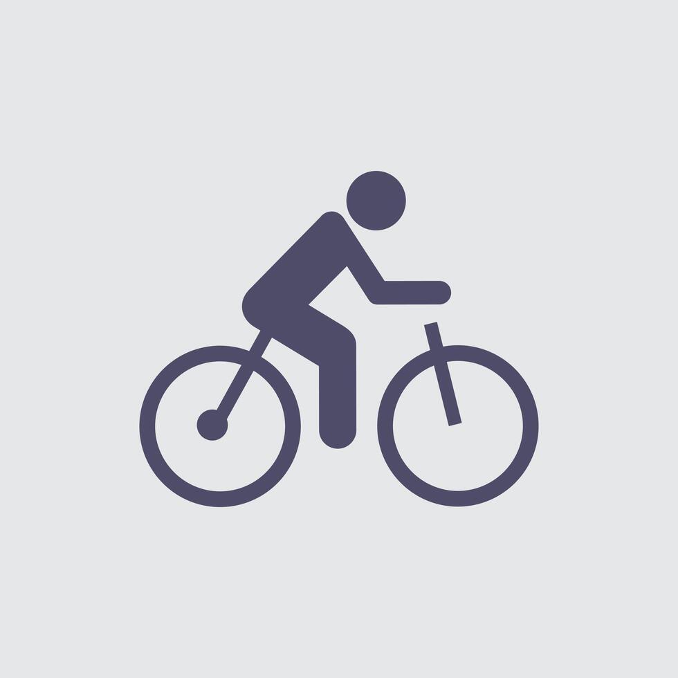 Cyclist icon showcasing a bicycle rider, ideal for sports themes and fitness related illustrations. vector