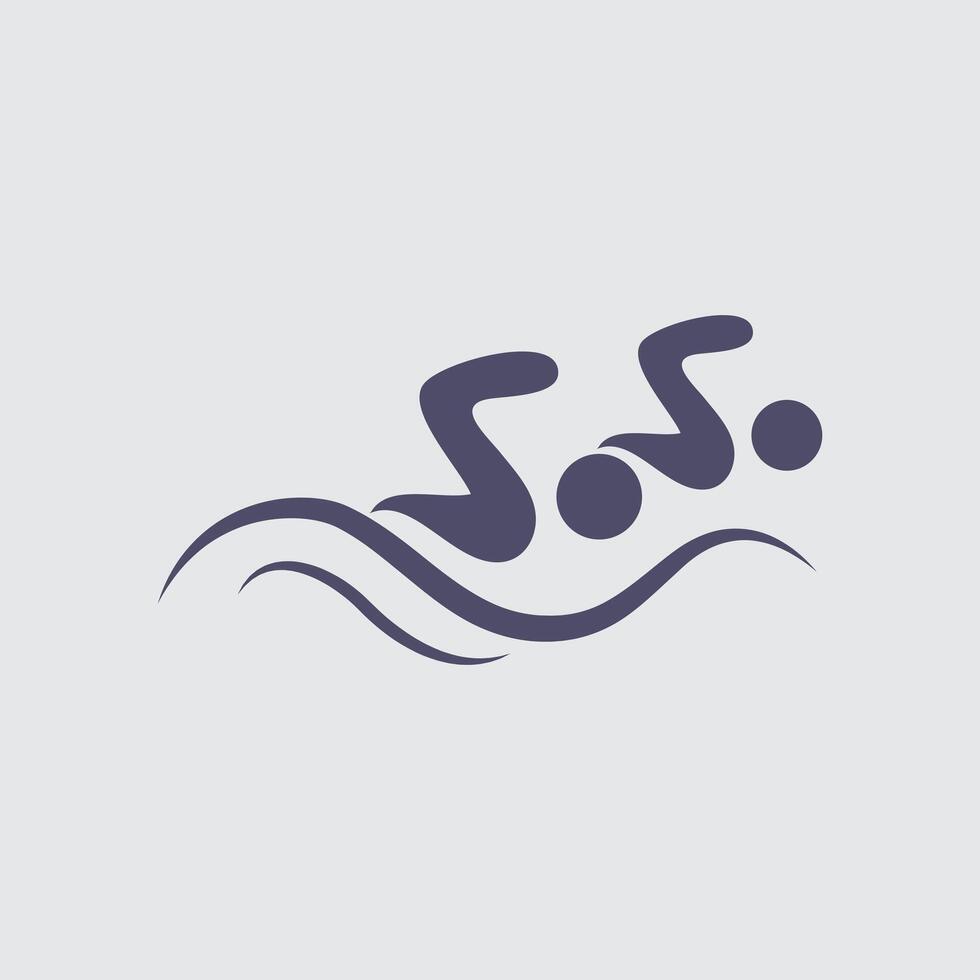 Simple design illustrates a swimmer in a triathlon, showcasing athletic competition and water sport participation for athletes. vector