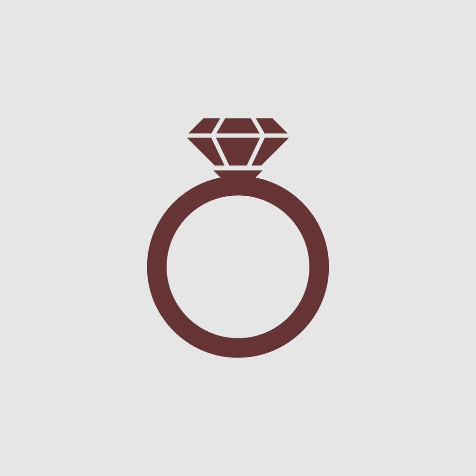 Elegant brown ring with diamond on a light background, perfect for wedding, engagement or anniversary designs vector