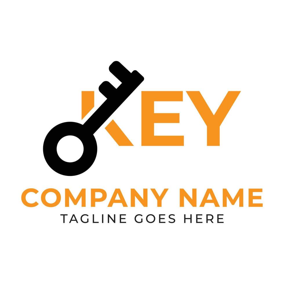 Stylish Logo Design Showcasing a Key Concept with Modern Typography and Vibrant Orange Color Accents for Brand Identity vector