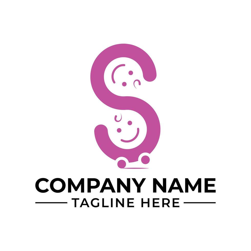 Playful Letter S Logo Design Featuring Smiling Faces for a Childrens Brand or Creative Company Identity Concept vector