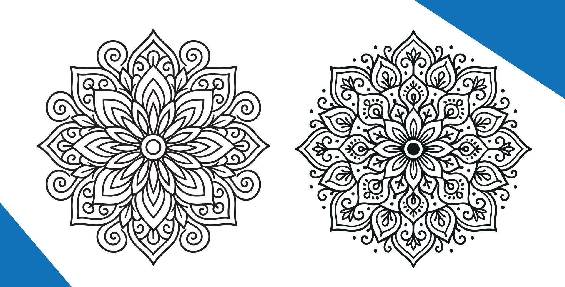 Ornamental Mandala Set with Intricate Floral and Geometric Line Art Patterns vector
