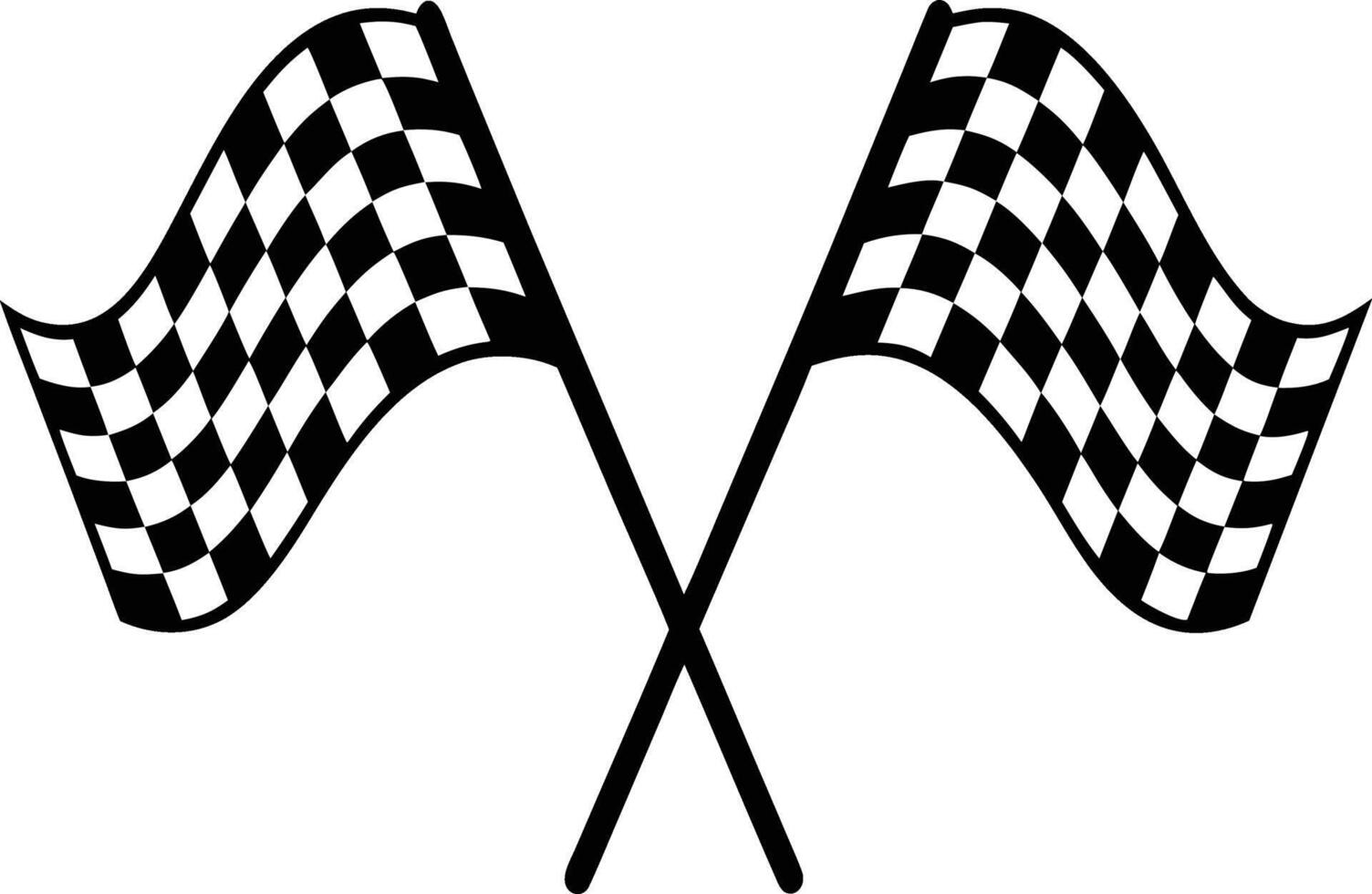 Two crossed checkered flags symbolizing racing victory and competition. vector