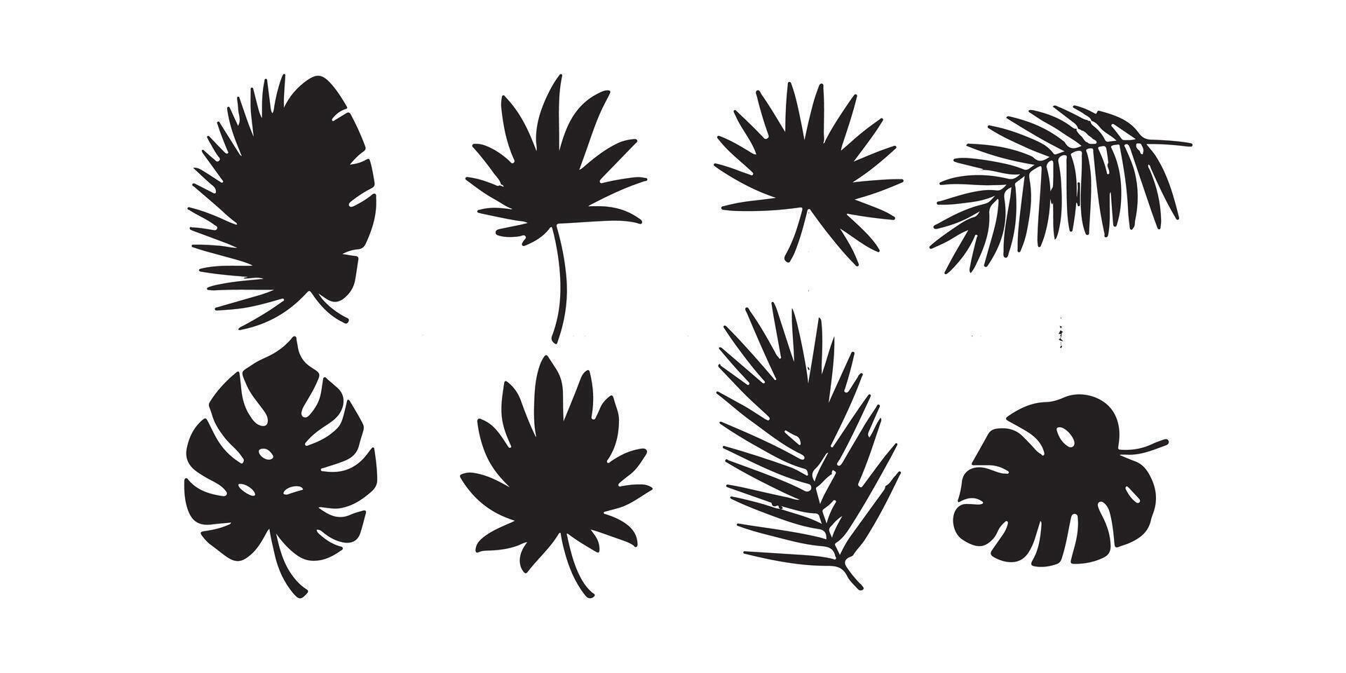 Leaf Set Black Botanical Silhouettes Collection vector