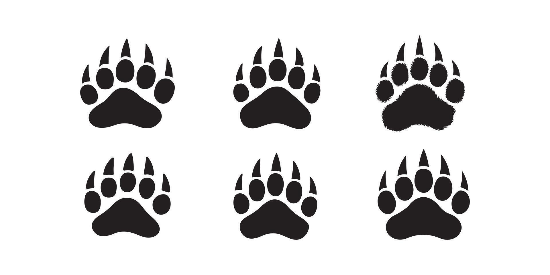 Animal Paw Print Icons for Wildlife and Tracking Concepts vector