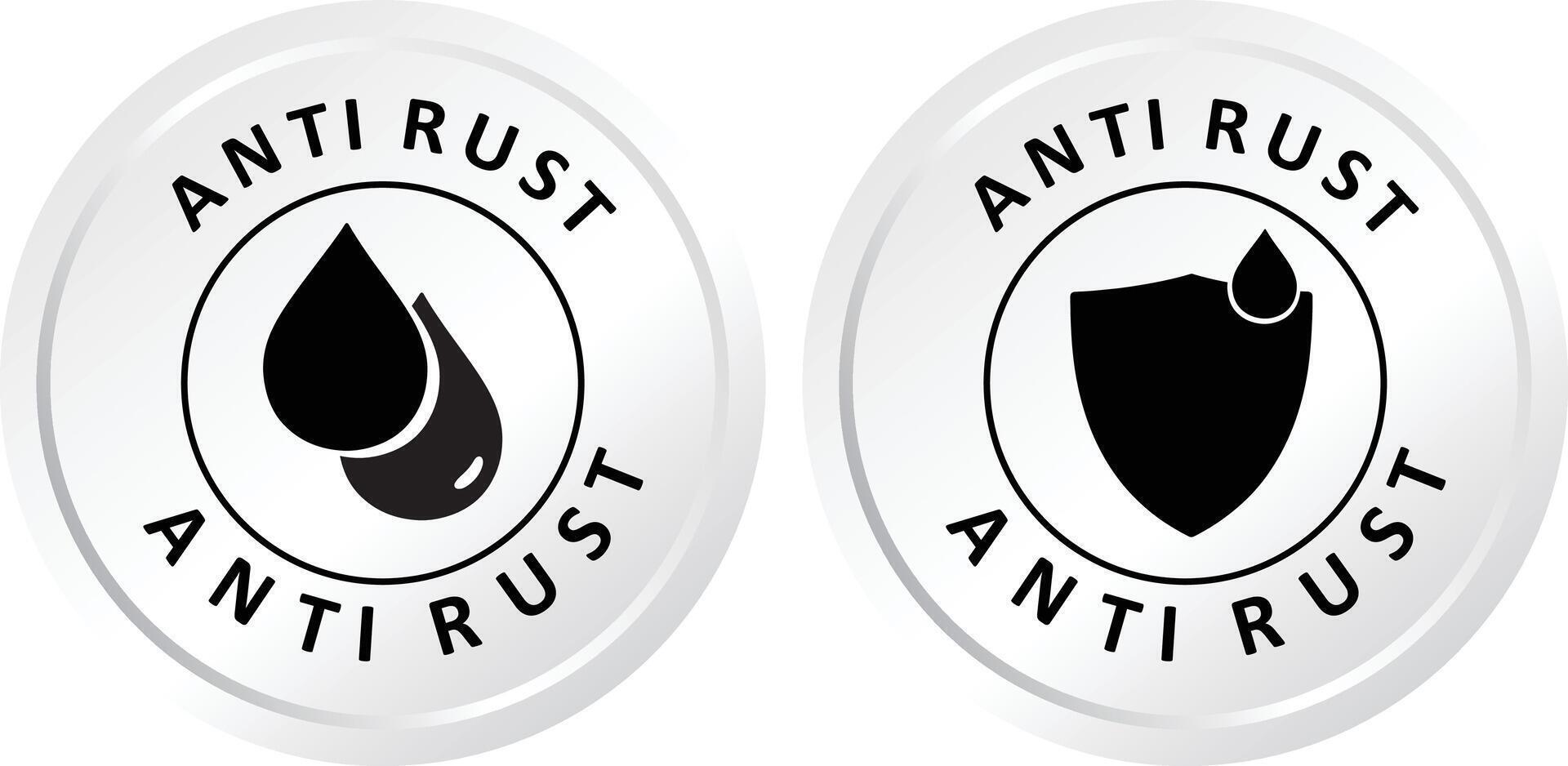 Anti Rust Icons with Water Droplet and Shield Concepts vector