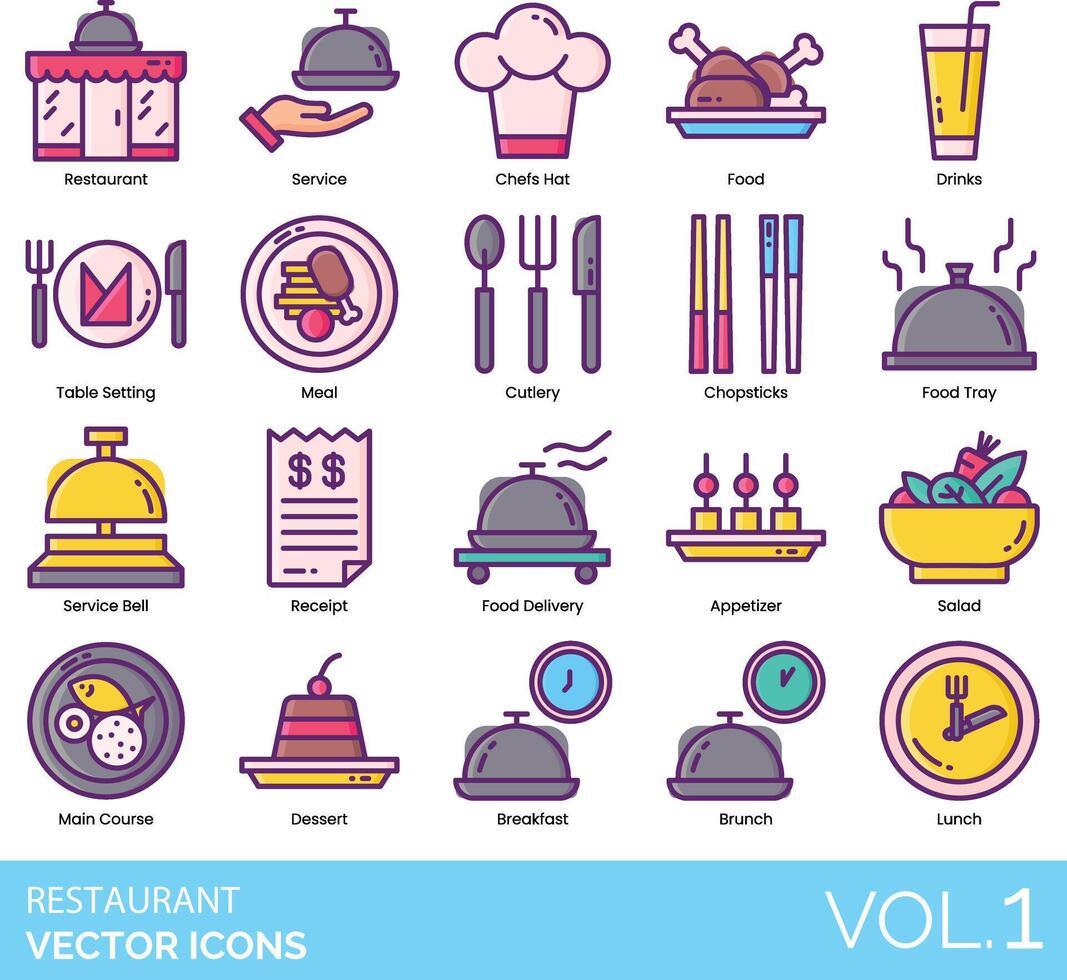 Restaurant icons set, vol 1, restaurant icons, restaurant icons, restaurant icons, restaurant vector