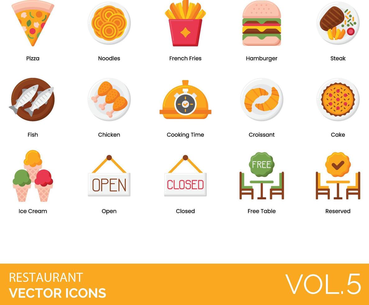 Restaurant icons set, vol 5 vector