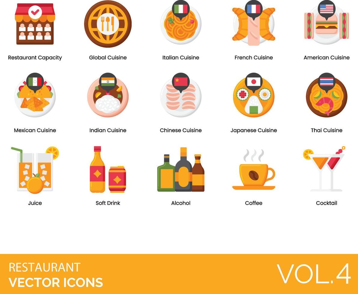 Restaurant icons set, vol 4 vector