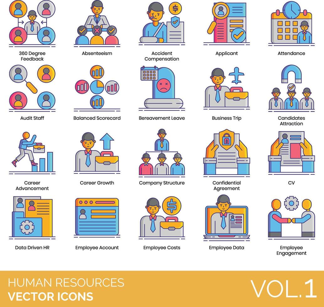 Human resources icons set, set of icons for business, human resources, human resources, human vector