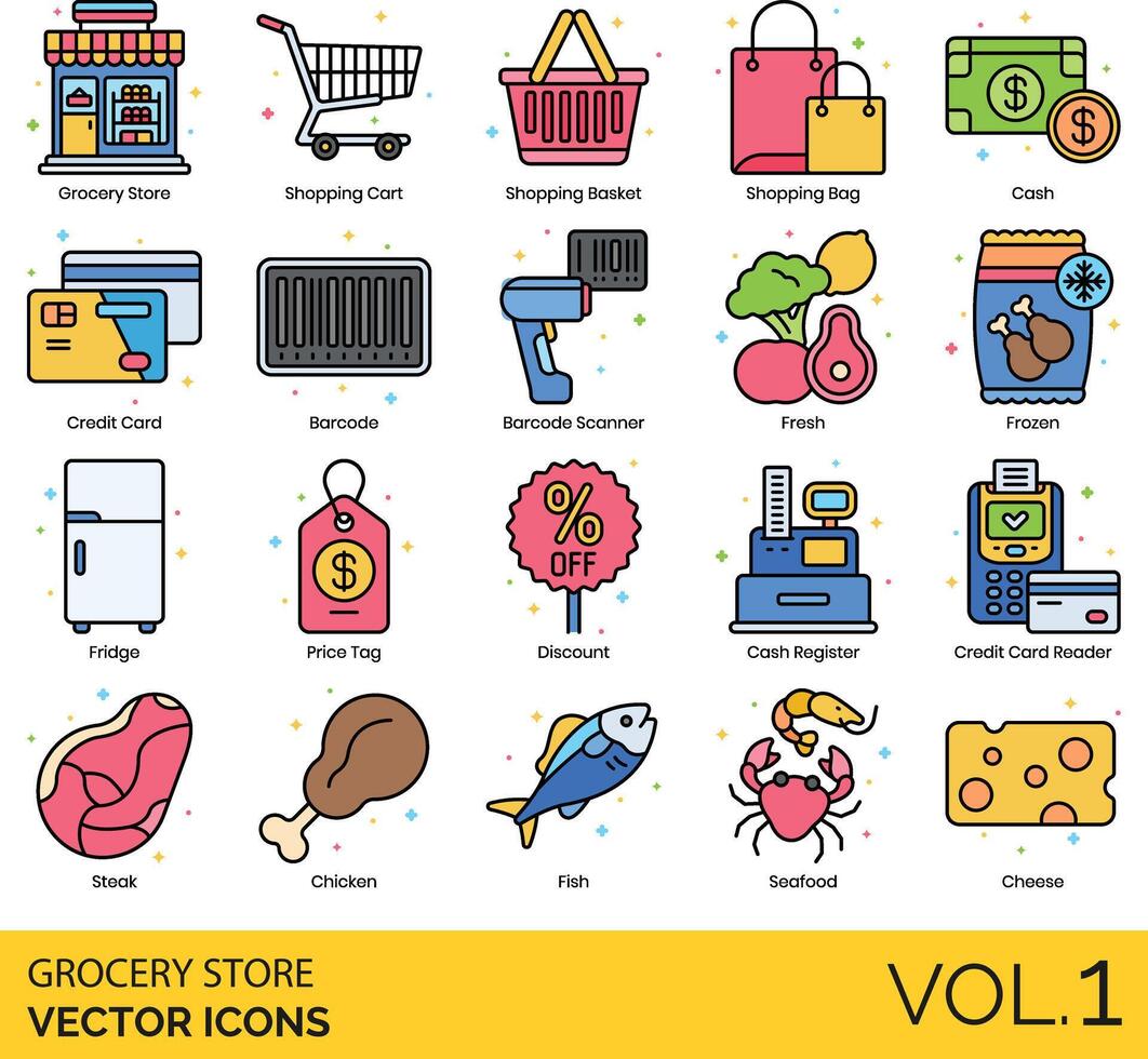 Grocery store icons set, volume 1 vector