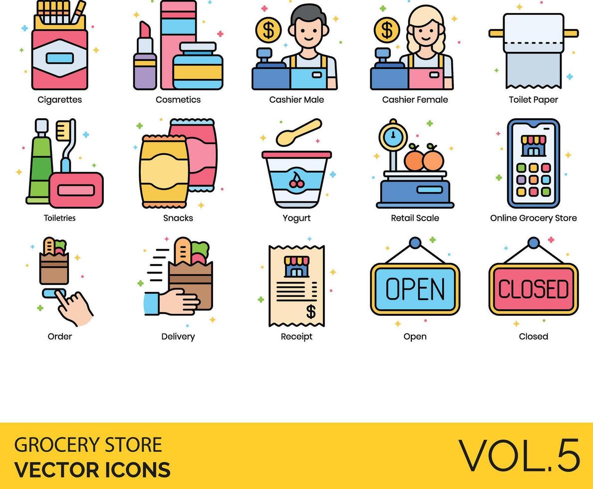 Grocery store icons set, illustration vector