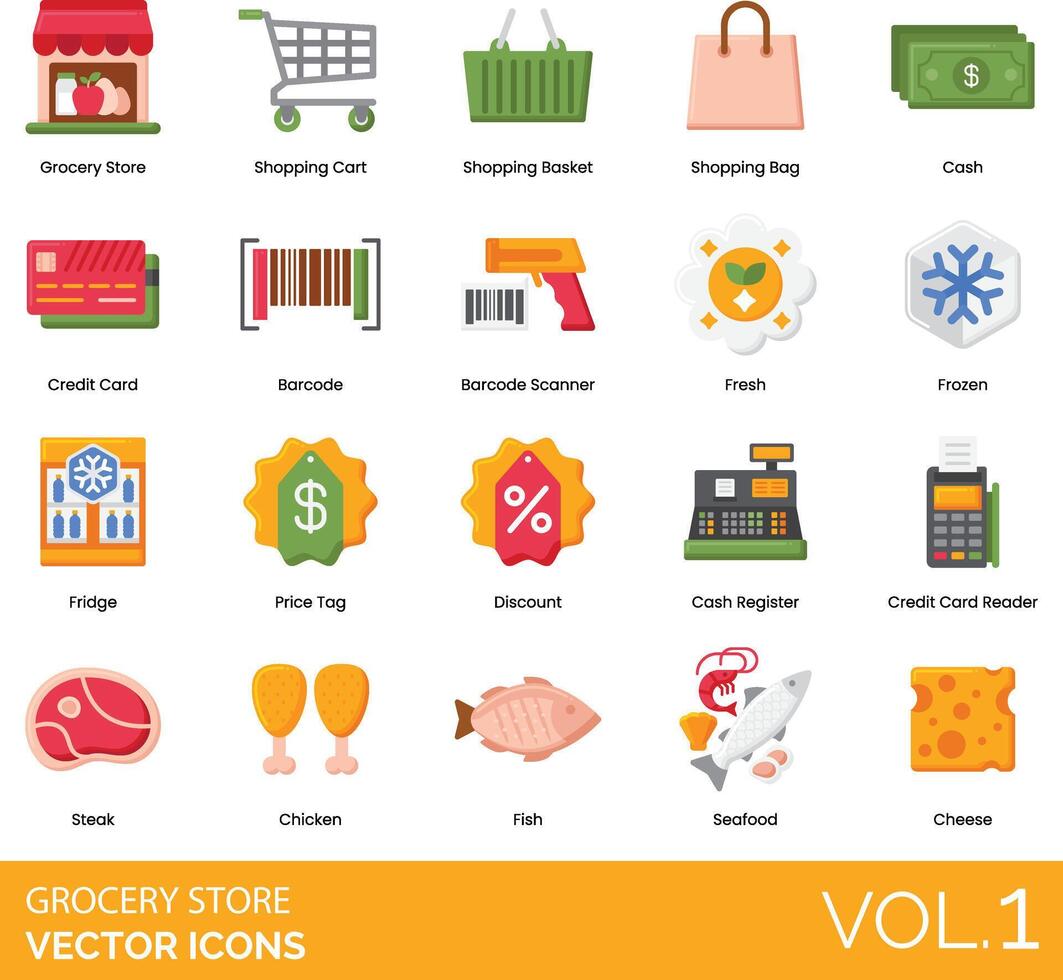 Grocery store icons set, illustration vector